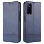 For vivo Y72 5G AZNS Magnetic Calf Texture Horizontal Flip Leather Case with Card Slots & Holder & Wallet(Dark Blue)