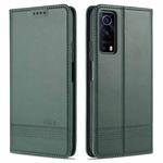 For vivo iQOO Z3 AZNS Magnetic Calf Texture Horizontal Flip Leather Case with Card Slots & Holder & Wallet(Dark Green)