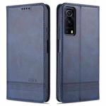 For vivo iQOO Z3 AZNS Magnetic Calf Texture Horizontal Flip Leather Case with Card Slots & Holder & Wallet(Dark Blue)