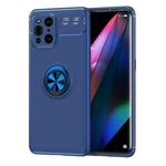 For OPPO Find X3 Metal Ring Holder 360 Degree Rotating TPU Case(Blue+Blue)