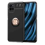 For OPPO Realme V11 5G Metal Ring Holder 360 Degree Rotating TPU Case(Black+Rose Gold)