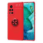 For Huawei Honor V40 5G Metal Ring Holder 360 Degree Rotating TPU Case(Red+Red)