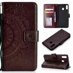 For Samsung Galaxy A40 Totem Flower Embossed Horizontal Flip TPU + PU Leather Case with Holder & Card Slots & Wallet(Brown)
