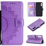 For Samsung Galaxy A50 Totem Flower Embossed Horizontal Flip TPU + PU Leather Case with Holder & Card Slots & Wallet(Purple)