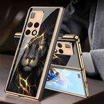 For Huawei Mate X2 GKK Electroplating Painted Glass Phone Case(Lion)
