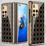 For Huawei Mate X2 GKK Electroplating Painted Glass Phone Case(Gold Grid)