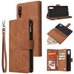 For Galaxy A70 Multifunctional Retro Frosted Horizontal Flip Leather Case with Card Slot & Holder & Zipper Wallet & Photo Frame & Lanyard(Brown)