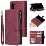 For Galaxy Note 10 Multifunctional Retro Frosted Horizontal Flip Leather Case with Card Slot & Holder & Zipper Wallet & Photo Frame & Lanyard(Red Wine)