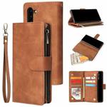 For Galaxy Note 10 Multifunctional Retro Frosted Horizontal Flip Leather Case with Card Slot & Holder & Zipper Wallet & Photo Frame & Lanyard(Brown)