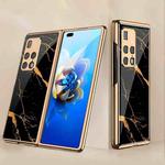 For Huawei Mate X2 GKK Electroplating Painted Glass Phone Case(Gold Line Black)