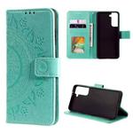 For Samsung Galaxy S21 5G Totem Flower Embossed Horizontal Flip TPU + PU Leather Case with Holder & Card Slots & Wallet(Green)