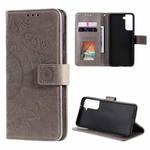 For Samsung Galaxy S21 5G Totem Flower Embossed Horizontal Flip TPU + PU Leather Case with Holder & Card Slots & Wallet(Grey)