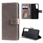 For Samsung Galaxy S21+ 5G Totem Flower Embossed Horizontal Flip TPU + PU Leather Case with Holder & Card Slots & Wallet(Grey)