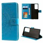 For Samsung Galaxy S21 Ultra 5G Totem Flower Embossed Horizontal Flip TPU + PU Leather Case with Holder & Card Slots & Wallet(Blue)