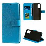For Samsung Galaxy Note20 Totem Flower Embossed Horizontal Flip TPU + PU Leather Case with Holder & Card Slots & Wallet(Blue)
