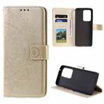 For Samsung Galaxy Note20 Ultra Totem Flower Embossed Horizontal Flip TPU + PU Leather Case with Holder & Card Slots & Wallet(Gold)