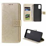 For Samsung Galaxy S20 Totem Flower Embossed Horizontal Flip TPU + PU Leather Case with Holder & Card Slots & Wallet(Gold)