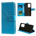 For Samsung Galaxy S20 Ultra Totem Flower Embossed Horizontal Flip TPU + PU Leather Case with Holder & Card Slots & Wallet(Blue)