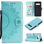 For Samsung Galaxy S10 Totem Flower Embossed Horizontal Flip TPU + PU Leather Case with Holder & Card Slots & Wallet(Green)