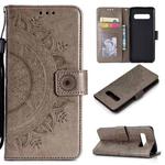 For Samsung Galaxy S10 Plus Totem Flower Embossed Horizontal Flip TPU + PU Leather Case with Holder & Card Slots & Wallet(Grey)