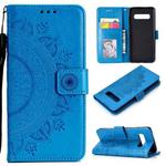 For Samsung Galaxy S10e Totem Flower Embossed Horizontal Flip TPU + PU Leather Case with Holder & Card Slots & Wallet(Blue)