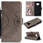 For Samsung Galaxy Note9 Totem Flower Embossed Horizontal Flip TPU + PU Leather Case with Holder & Card Slots & Wallet(Grey)