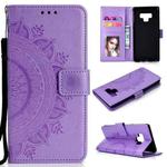 For Samsung Galaxy Note9 Totem Flower Embossed Horizontal Flip TPU + PU Leather Case with Holder & Card Slots & Wallet(Purple)