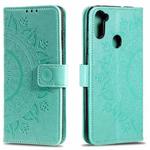 For Samsung Galaxy A11 Totem Flower Embossed Horizontal Flip TPU + PU Leather Case with Holder & Card Slots & Wallet(Green)