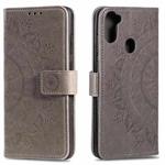 For Samsung Galaxy A11 Totem Flower Embossed Horizontal Flip TPU + PU Leather Case with Holder & Card Slots & Wallet(Grey)