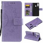 For Samsung Galaxy A20s Totem Flower Embossed Horizontal Flip TPU + PU Leather Case with Holder & Card Slots & Wallet(Purple)