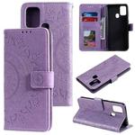 For Samsung Galaxy A21s Totem Flower Embossed Horizontal Flip TPU + PU Leather Case with Holder & Card Slots & Wallet(Purple)