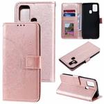 For Samsung Galaxy A21s Totem Flower Embossed Horizontal Flip TPU + PU Leather Case with Holder & Card Slots & Wallet(Rose Gold)
