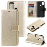 For Samsung Galaxy M21 Totem Flower Embossed Horizontal Flip TPU + PU Leather Case with Holder & Card Slots & Wallet(Gold)