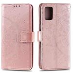 For Samsung Galaxy A51 Totem Flower Embossed Horizontal Flip TPU + PU Leather Case with Holder & Card Slots & Wallet(Rose Gold)