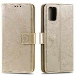 For Samsung Galaxy A51 Totem Flower Embossed Horizontal Flip TPU + PU Leather Case with Holder & Card Slots & Wallet(Gold)