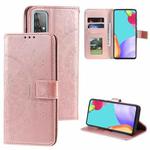 For Samsung Galaxy A52 5G / 4G Totem Flower Embossed Horizontal Flip TPU + PU Leather Case with Holder & Card Slots & Wallet(Rose Gold)