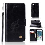 For iPhone 7 / 8 Retro Copper Buckle Crazy Horse Horizontal Flip PU Leather Case with Holder & Card Slots & Wallet & Lanyard(Black)
