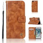 For iPhone 7 Plus / 8 Plus Retro Copper Buckle Crazy Horse Horizontal Flip PU Leather Case with Holder & Card Slots & Wallet & Lanyard(Gold yellow)