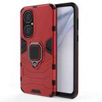 For Huawei P50 PC + TPU Shockproof Protective Case with Magnetic Ring Holder(Red)