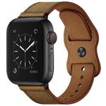 Double Hole Leather Watch Band For Apple Watch Series 7 45mm / 6 & SE & 5 & 4 44mm / 3 & 2 & 1 42mm(Dark Brown Crazy Horse)