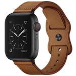 Double Hole Leather Watch Band For Apple Watch Series 8&7 41mm / SE 2&6&SE&5&4 40mm / 3&2&1 38mm(Red Brown Crazy Horse)