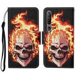 For Xiaomi Mi 10 Colored Drawing Pattern Horizontal Flip Leather Case with Holder & Card Slots & Wallet & Lanyard(Flame Skull)