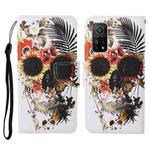 For Xiaomi Mi 10T Colored Drawing Pattern Horizontal Flip Leather Case with Holder & Card Slots & Wallet & Lanyard(Flower Skull)