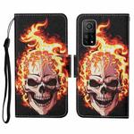 For Xiaomi Mi 10T Colored Drawing Pattern Horizontal Flip Leather Case with Holder & Card Slots & Wallet & Lanyard(Flame Skull)