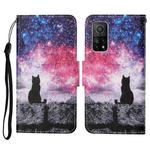 For Xiaomi Mi 10T Colored Drawing Pattern Horizontal Flip Leather Case with Holder & Card Slots & Wallet & Lanyard(Starry Cat)