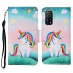 For Xiaomi Mi 10T Colored Drawing Pattern Horizontal Flip Leather Case with Holder & Card Slots & Wallet & Lanyard(Rainbow Unicorn)