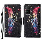 For Xiaomi Mi 10T Colored Drawing Pattern Horizontal Flip Leather Case with Holder & Card Slots & Wallet & Lanyard(Feather)