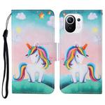 For Xiaomi Mi 11 Colored Drawing Pattern Horizontal Flip Leather Case with Holder & Card Slots & Wallet & Lanyard(Rainbow Unicorn)