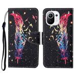 For Xiaomi Mi 11 Colored Drawing Pattern Horizontal Flip Leather Case with Holder & Card Slots & Wallet & Lanyard(Feather)