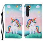For Xiaomi Mi Note 10 Lite Colored Drawing Pattern Horizontal Flip Leather Case with Holder & Card Slots & Wallet & Lanyard(Rainbow Unicorn)